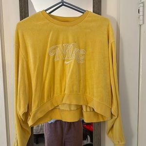 Nike yellow cropped 90s style crew neck
